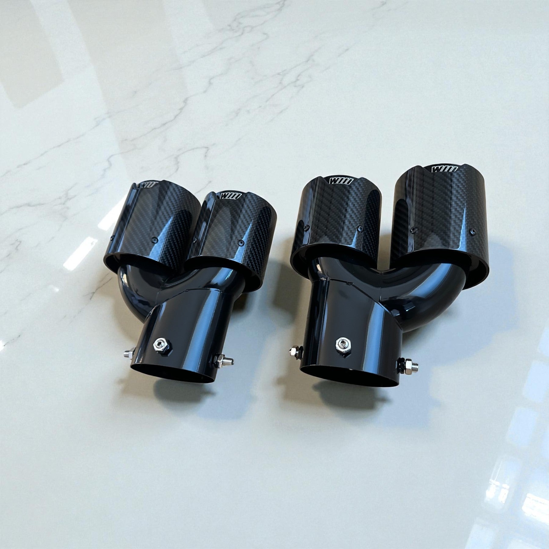 Glossy Carbon M Exhaust Tips For BMW G20 M340i, G42 M240i, G22 M440i