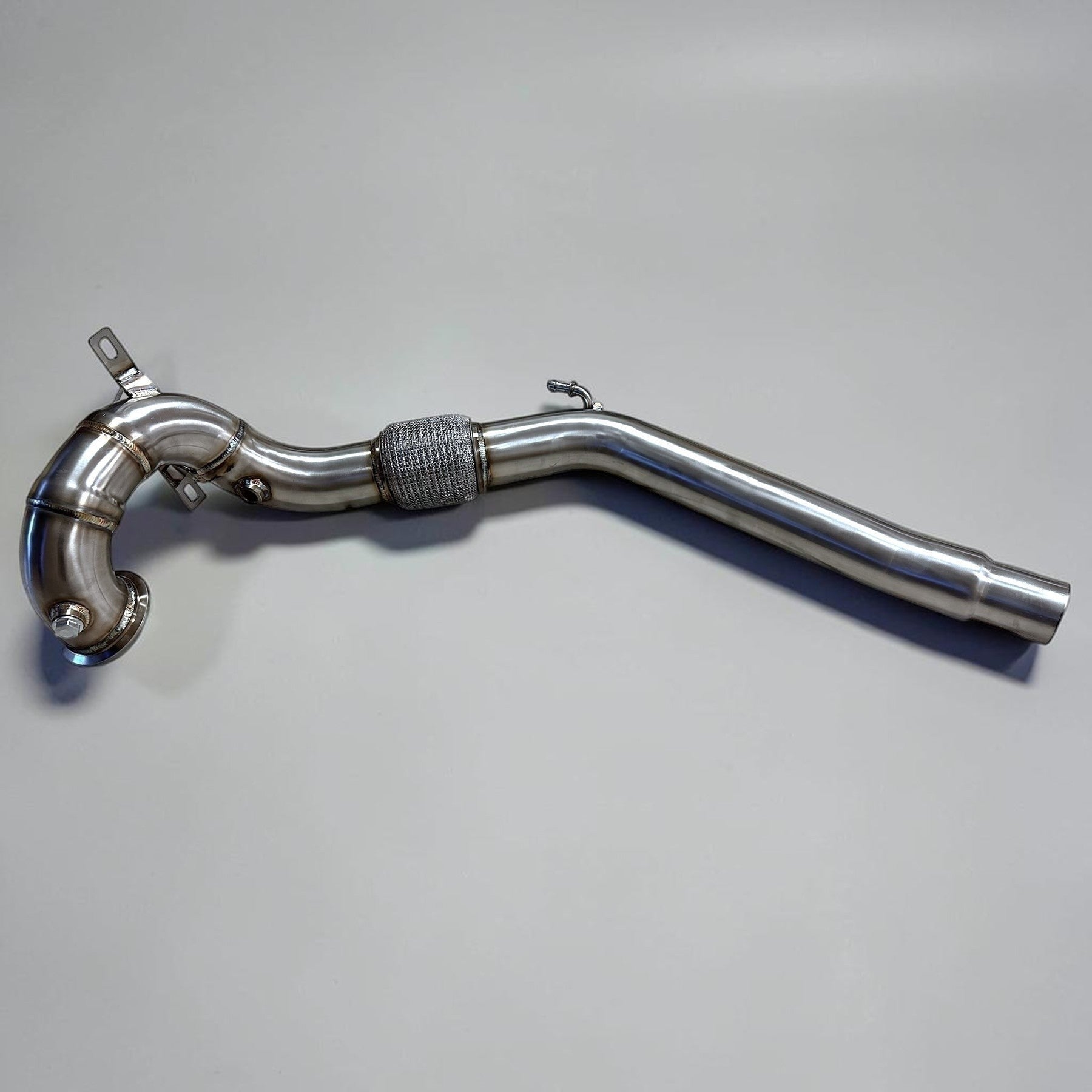 Palenon Performance stainless steel race downpipe for Audi A3 8V featuring TIG-welded construction and flex section.