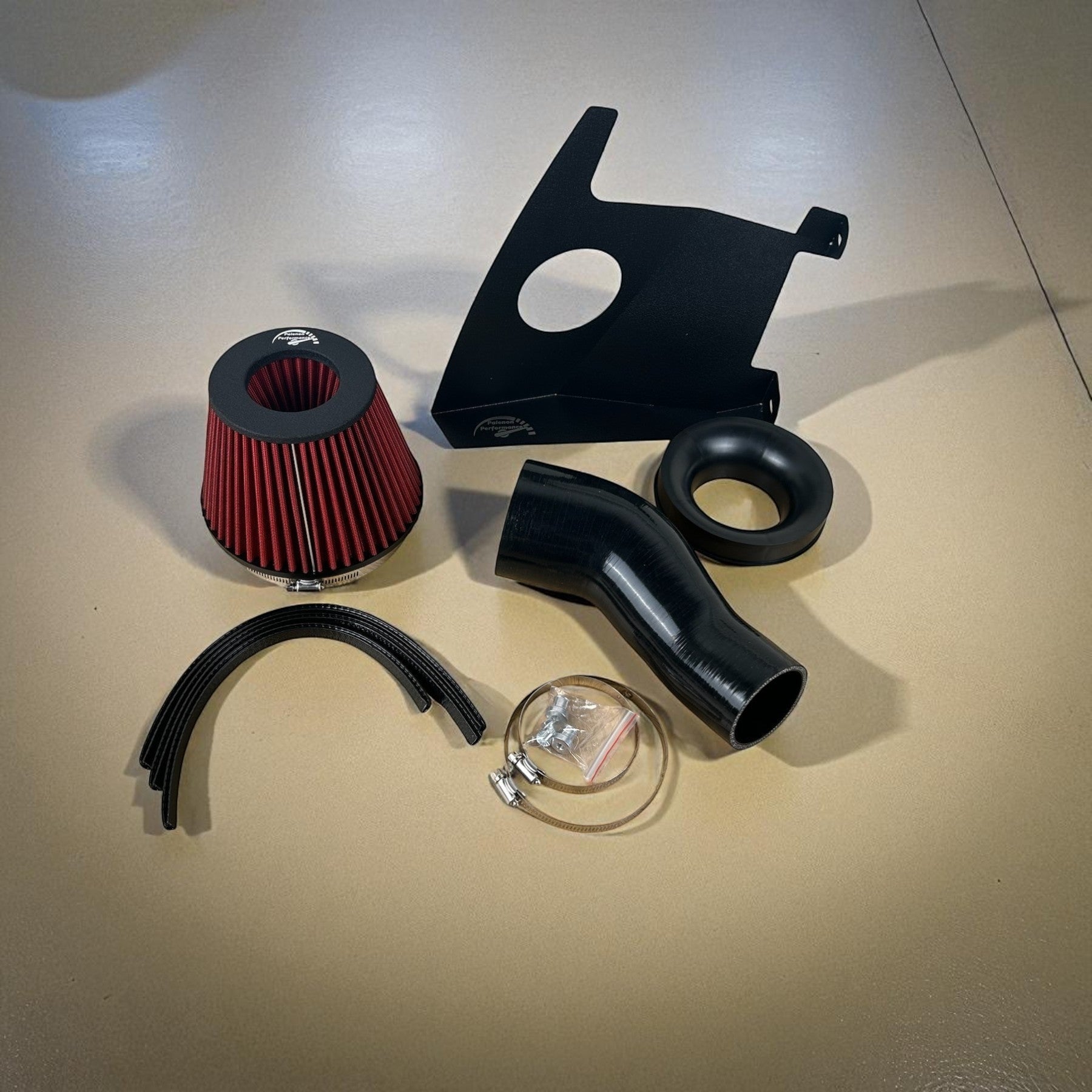 Palenon Performance cold air intake kit for Audi S4 S5 3.0T including red velocity stack filter and heat shield