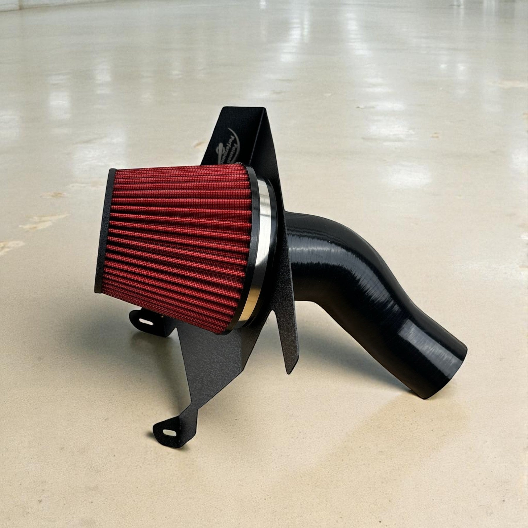 Palenon Performance cold air intake for Audi S4 S5 with red velocity stack filter, black heat shield, and silicone inlet