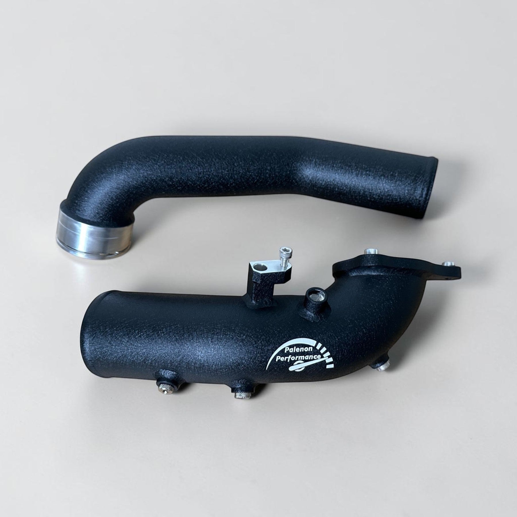 Palenon Performance B58 aluminum charge pipe upgrade in wrinkle black finish for BMW and Toyota Supra engines