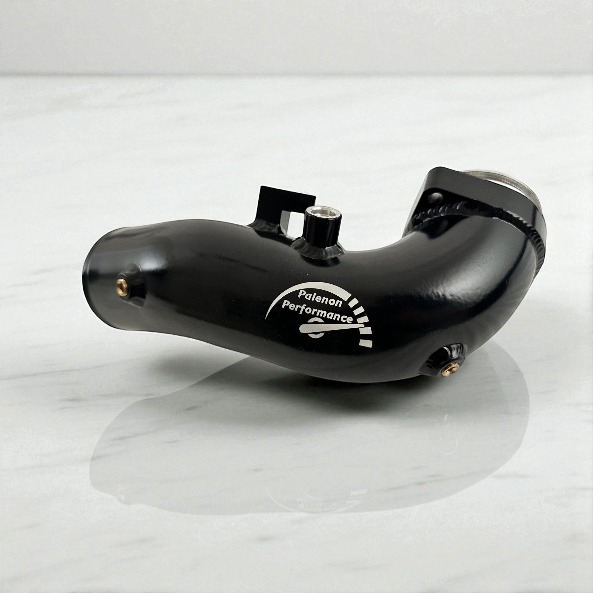 Palenon Performance black aluminum B58 charge pipe with methanol bungs for BMW and Toyota Supra engines