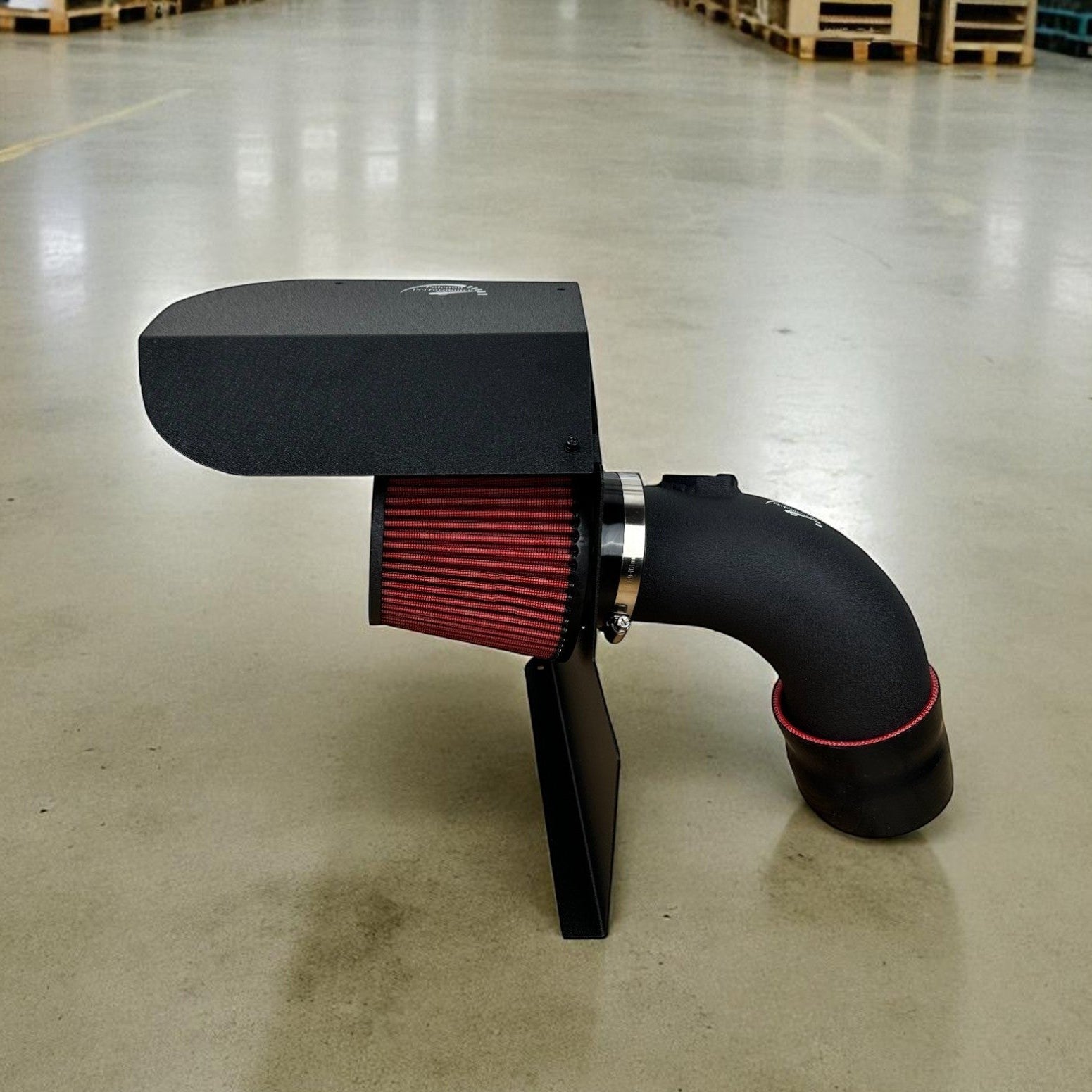 Palenon Performance B58 cold air intake with black heat shield, red cotton filter, and aluminum tube for BMW F-series