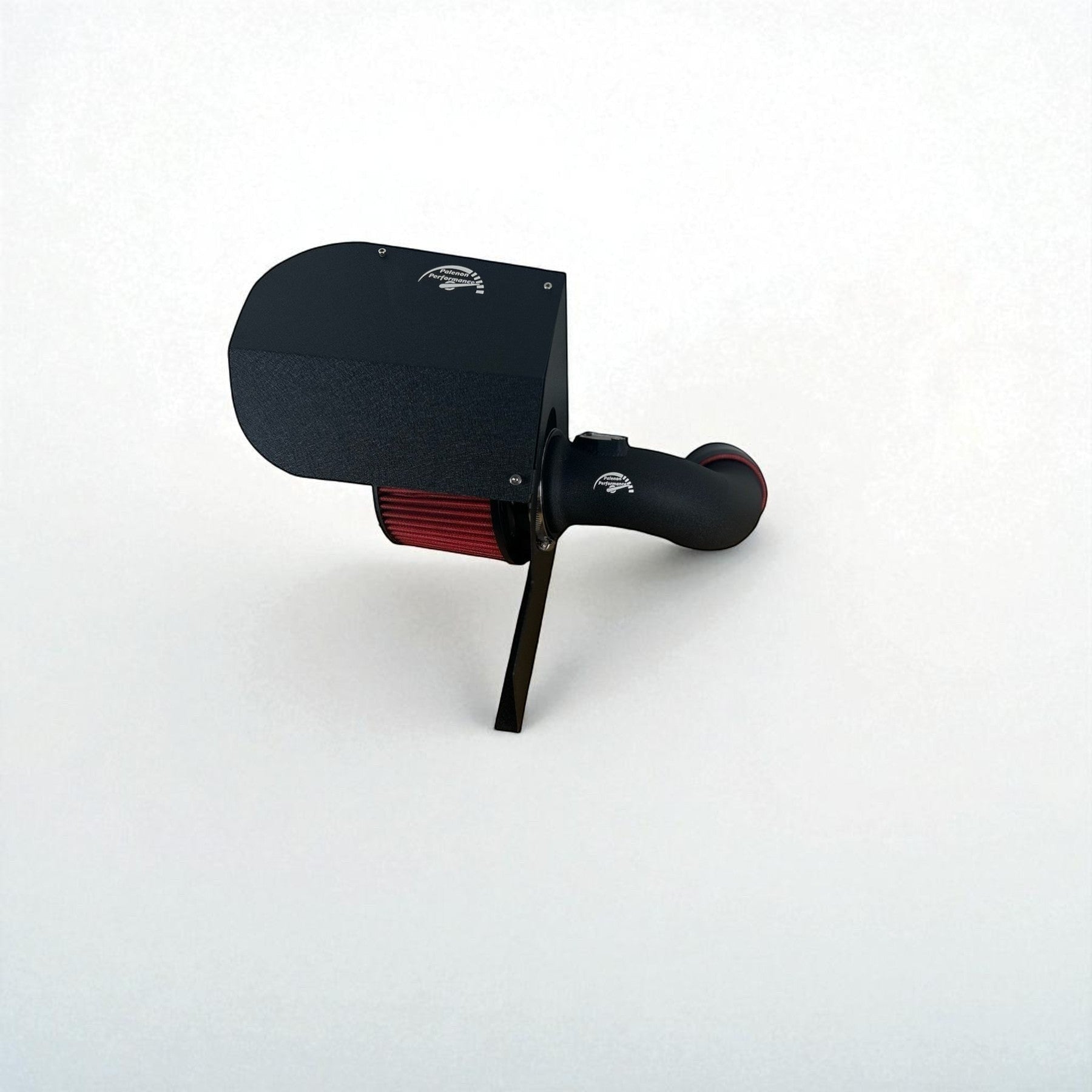 Palenon Performance cold air intake for BMW F-chassis with black aluminum pipe, heat shield, and red air filter.
