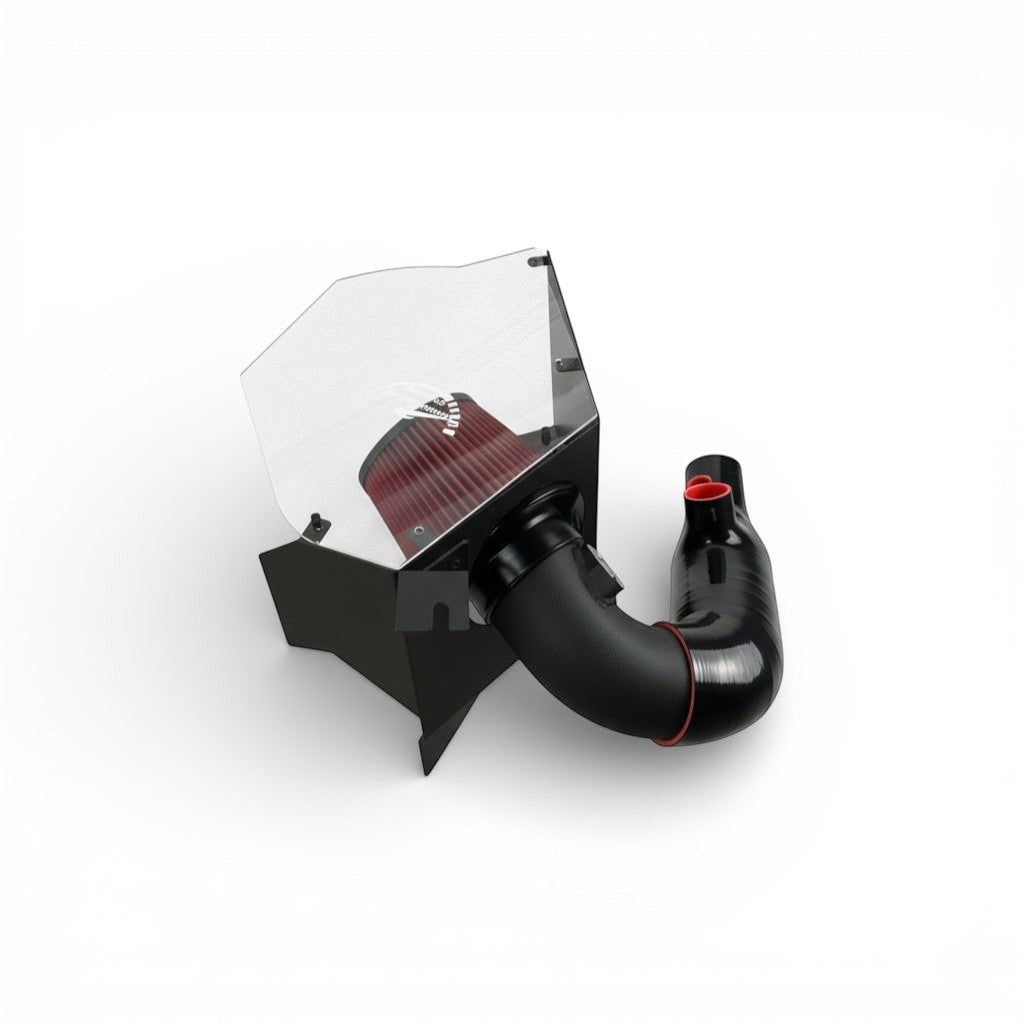 Palenon Performance cold air intake system for BMW Z4 with black aluminum pipe, red air filter, and heat shield