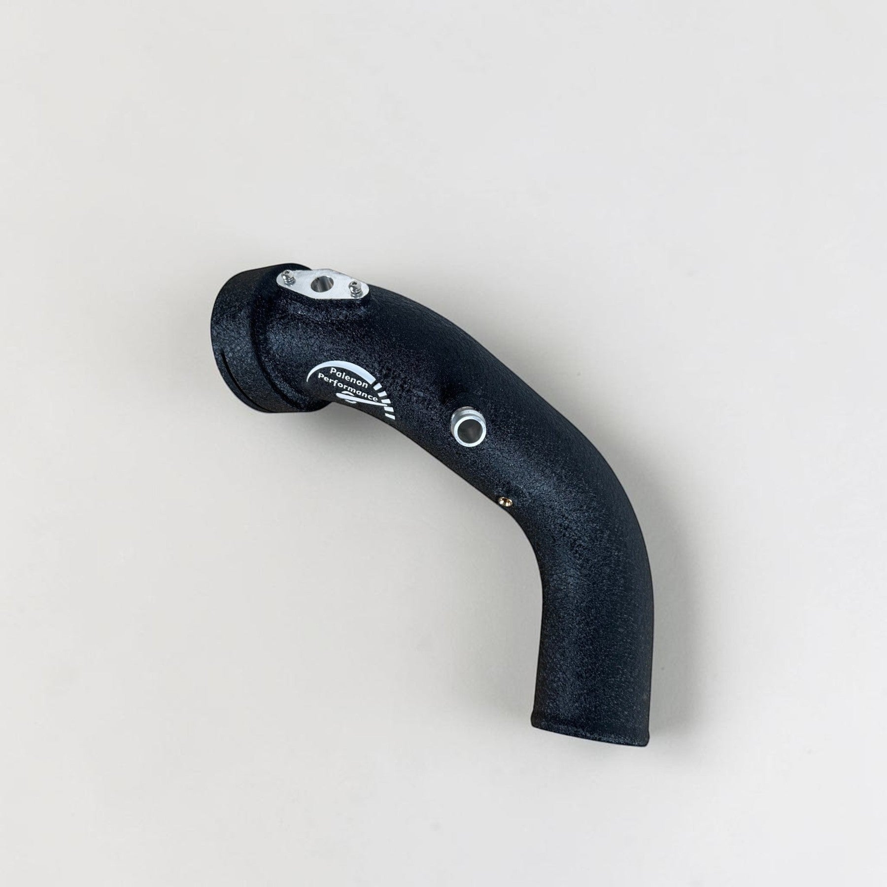 Palenon Performance wrinkle black aluminum N55 charge pipe for BMW with CNC-machined sensor flange
