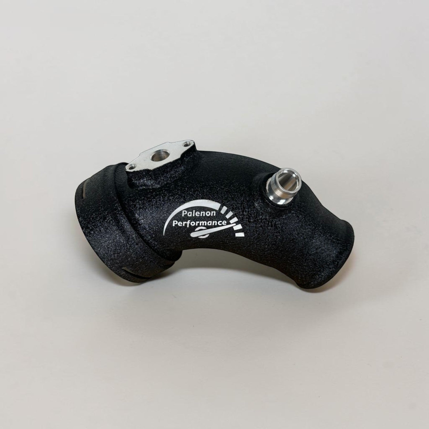 Palenon Performance wrinkle black aluminum N55 charge pipe with CNC-machined flanges for BMW engines