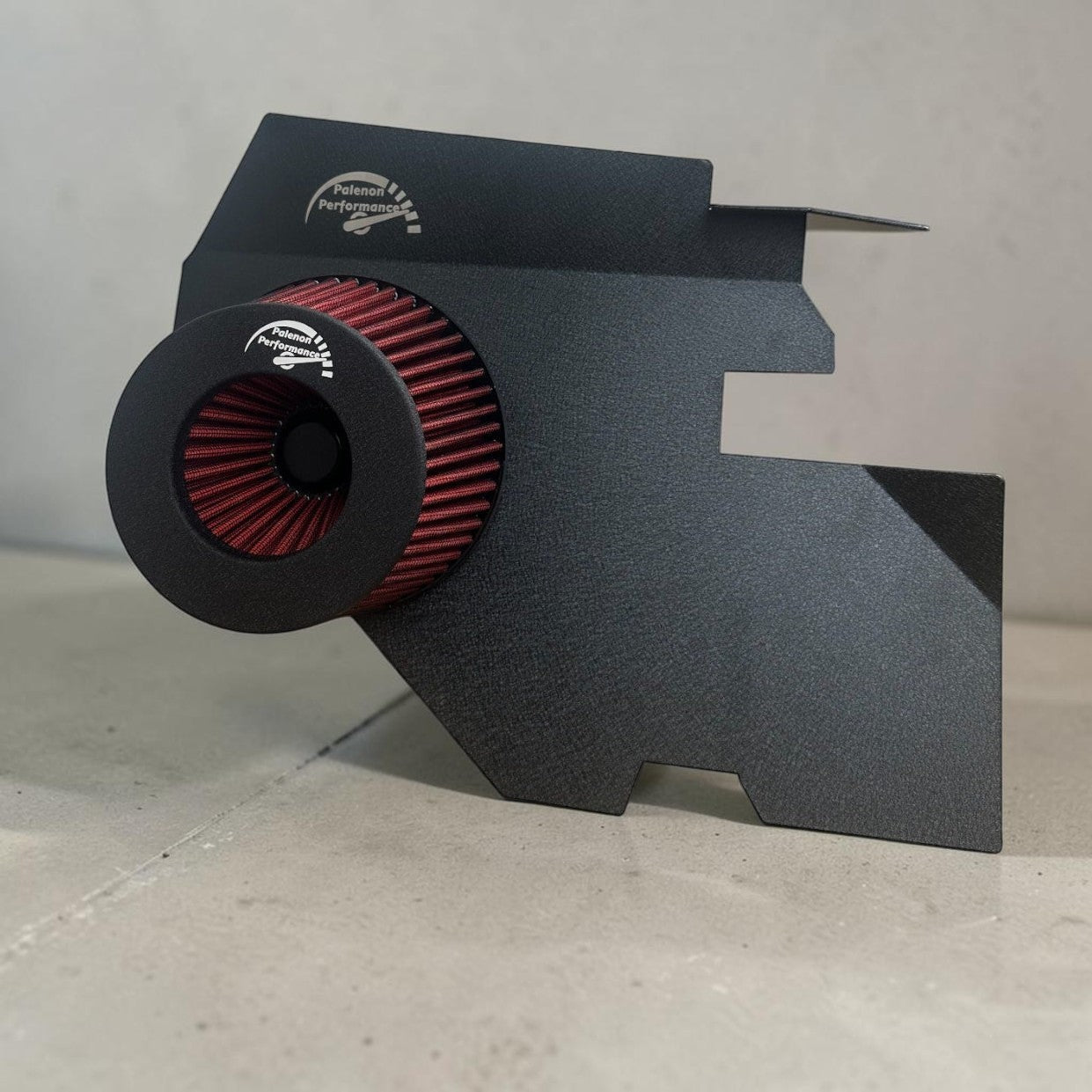 Palenon Performance cold air intake system with black heat shield and red high-flow filter for BMW N55 engine