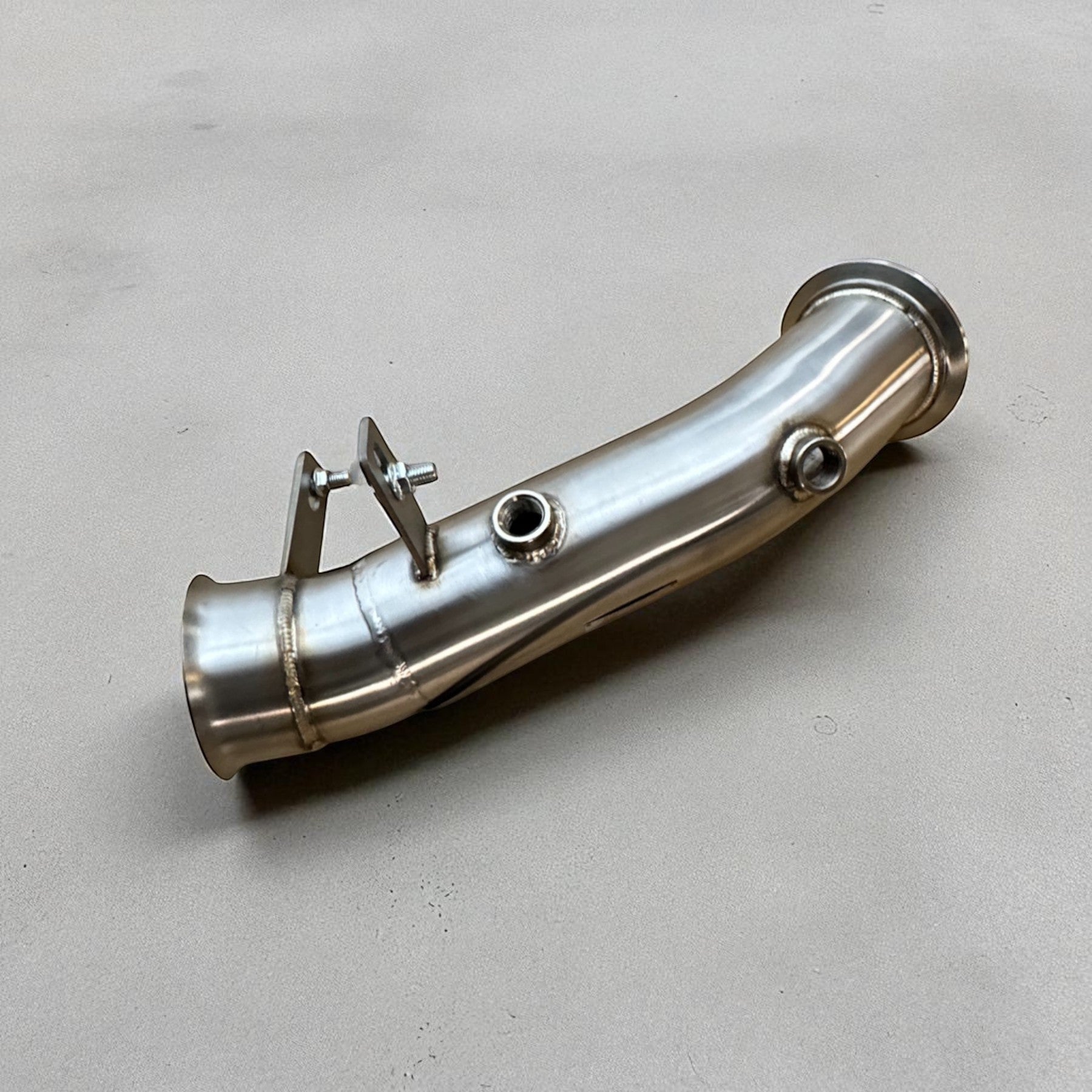 Palenon Performance N55 stainless steel racing downpipe with TIG-welded flanges and O2 sensor bungs for BMW engines