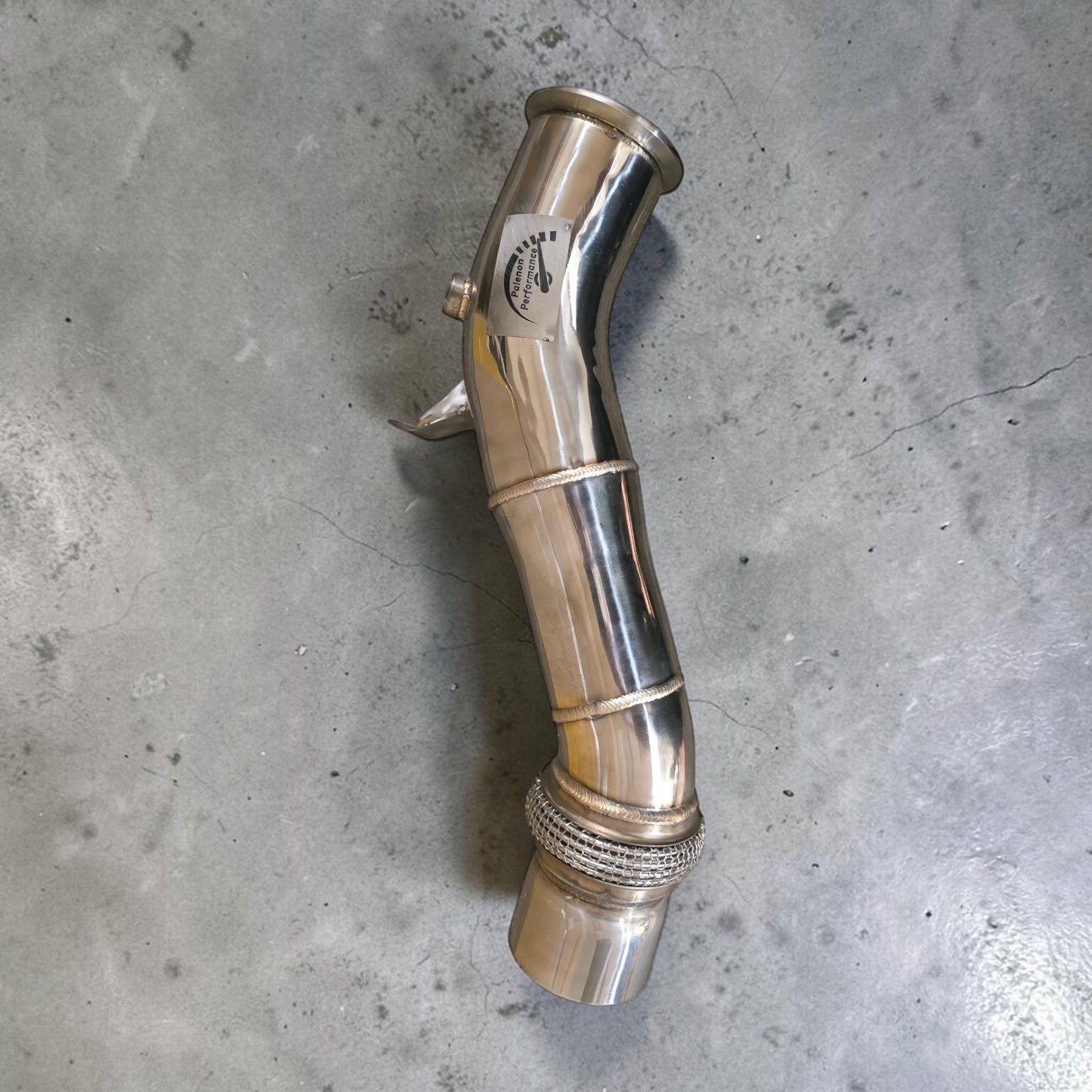 Palenon Performance stainless steel N55 downpipe with TIG-welded joints and O2 sensor bungs for BMW performance upgrade