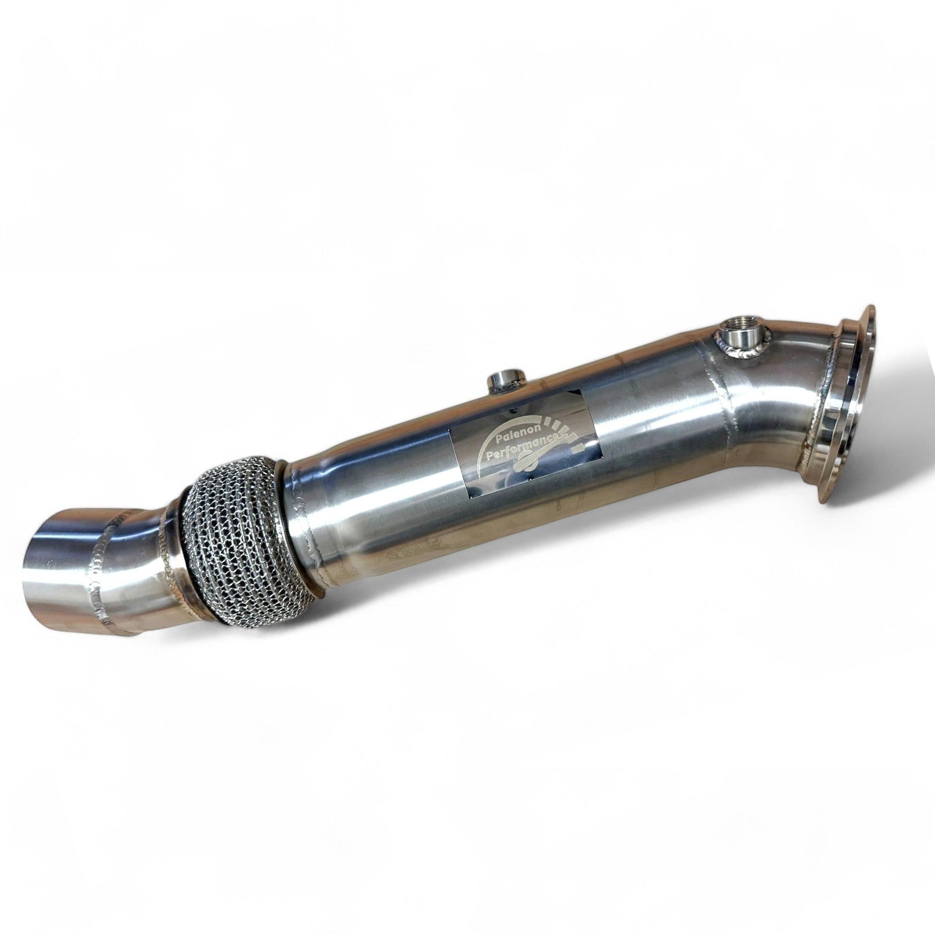 Palenon Performance stainless steel N55 downpipe with TIG-welded finish and O2 sensor bungs for BMW performance