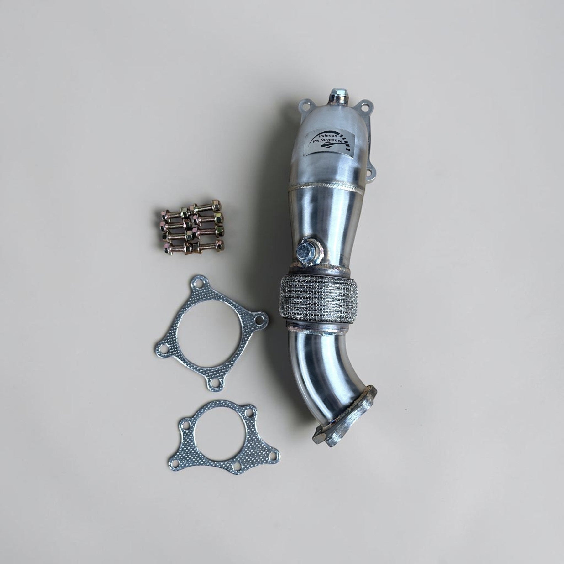 Palenon Performance stainless steel race downpipe for Honda Civic Type-R with mounting hardware and gaskets