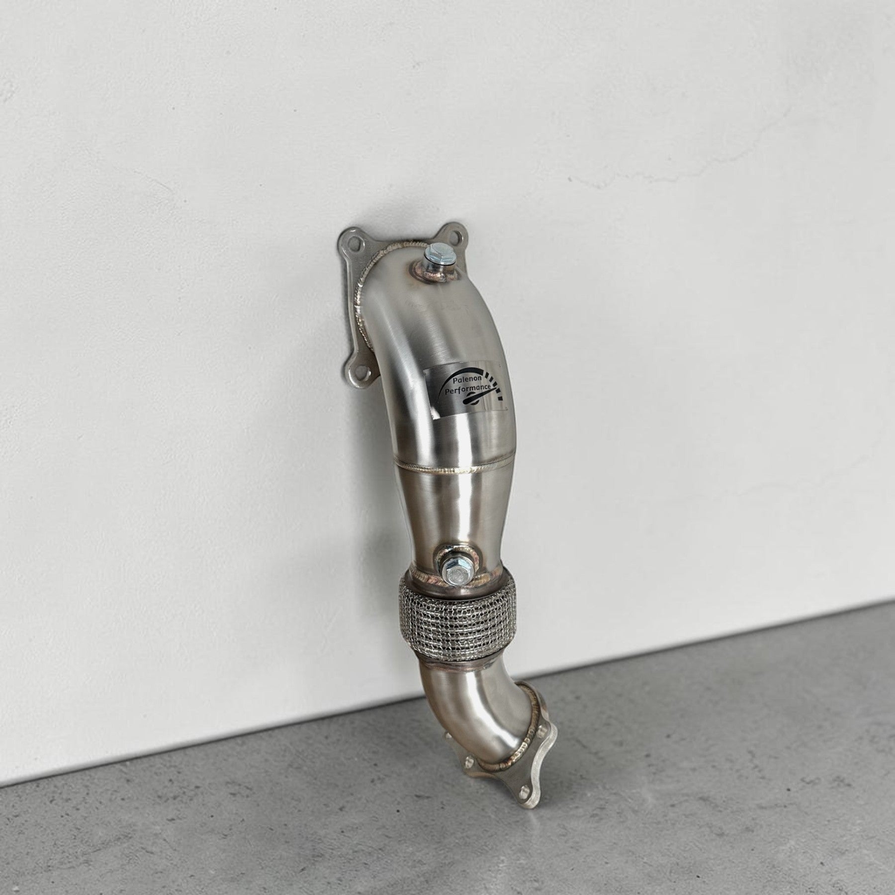 Palenon Performance stainless steel race downpipe for Honda Civic Type-R FK8 and FL5 with polished finish