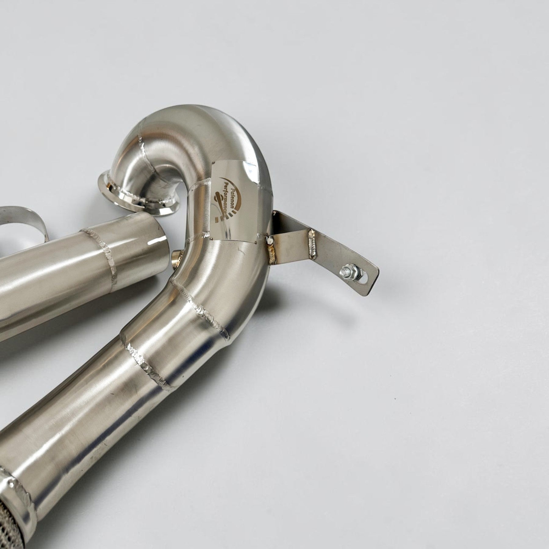 Palenon Performance stainless steel race downpipe for Audi S3 8Y and VW MK8 Golf R with TIG-welded construction