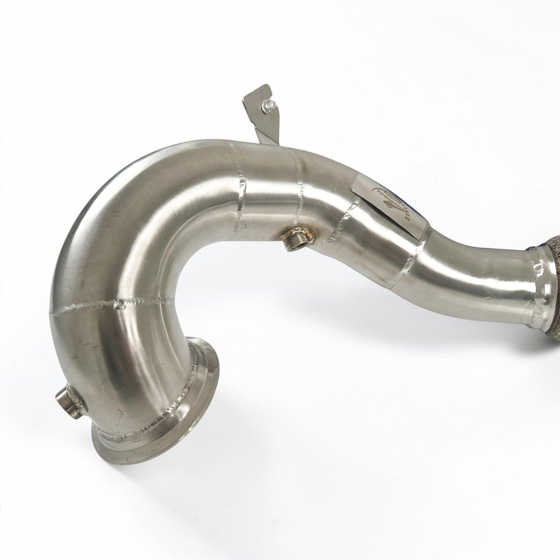 Palenon Performance stainless steel race downpipe for VW MK8 GTI and Audi 8Y A3 with TIG-welded construction.