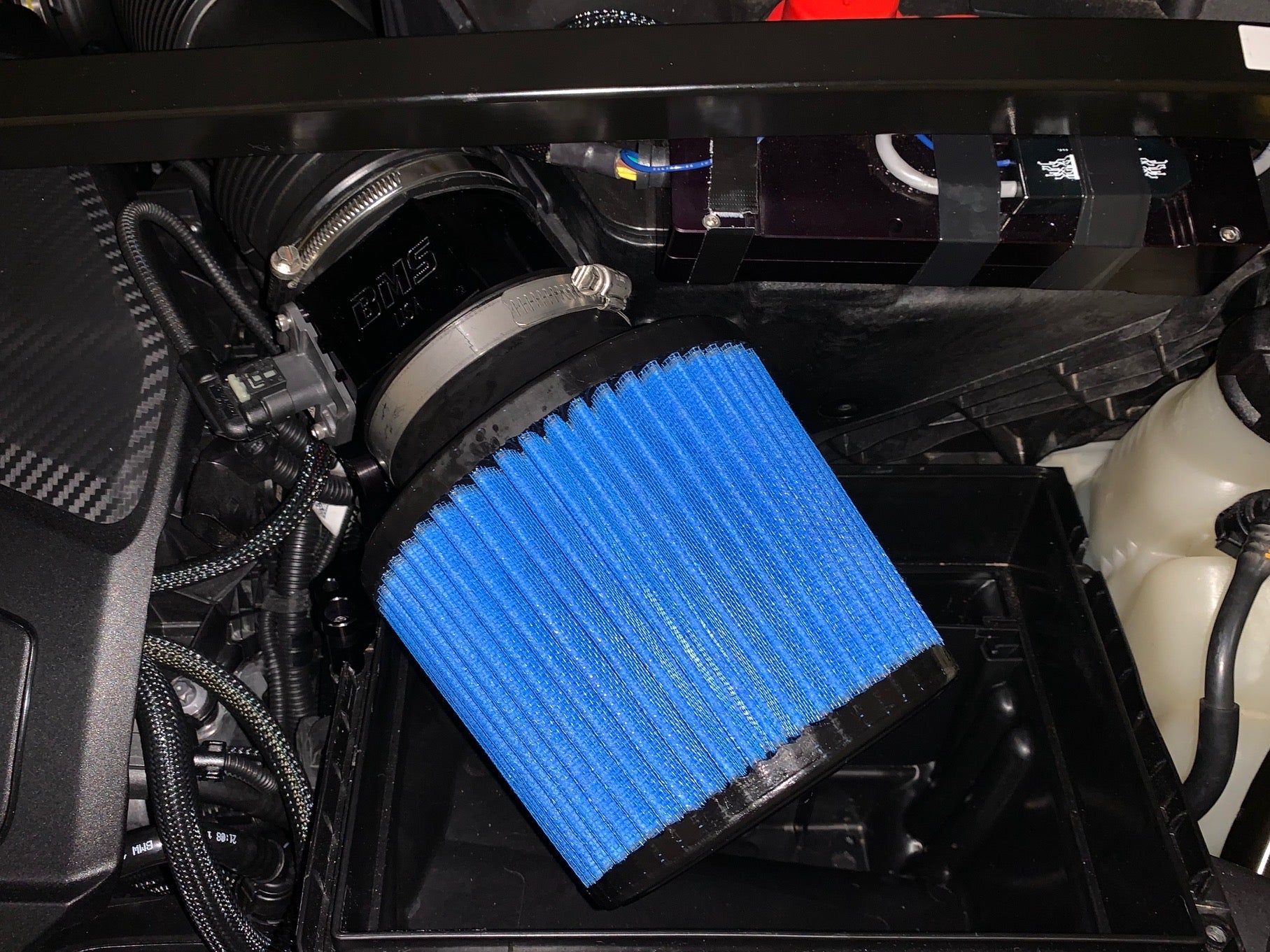 BMS Billet Intake installation in BMW close view