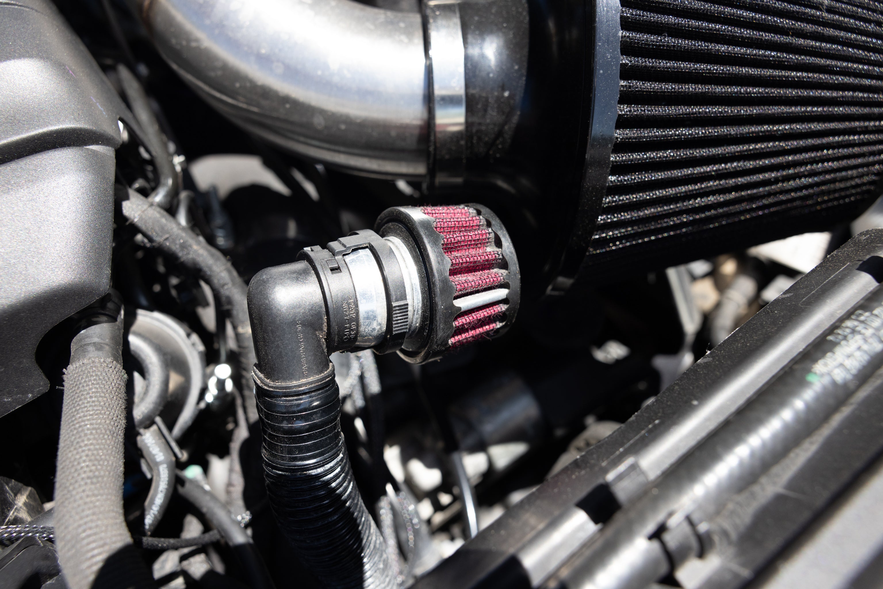 VW or Audi secondary air intake (SAI) installation close view