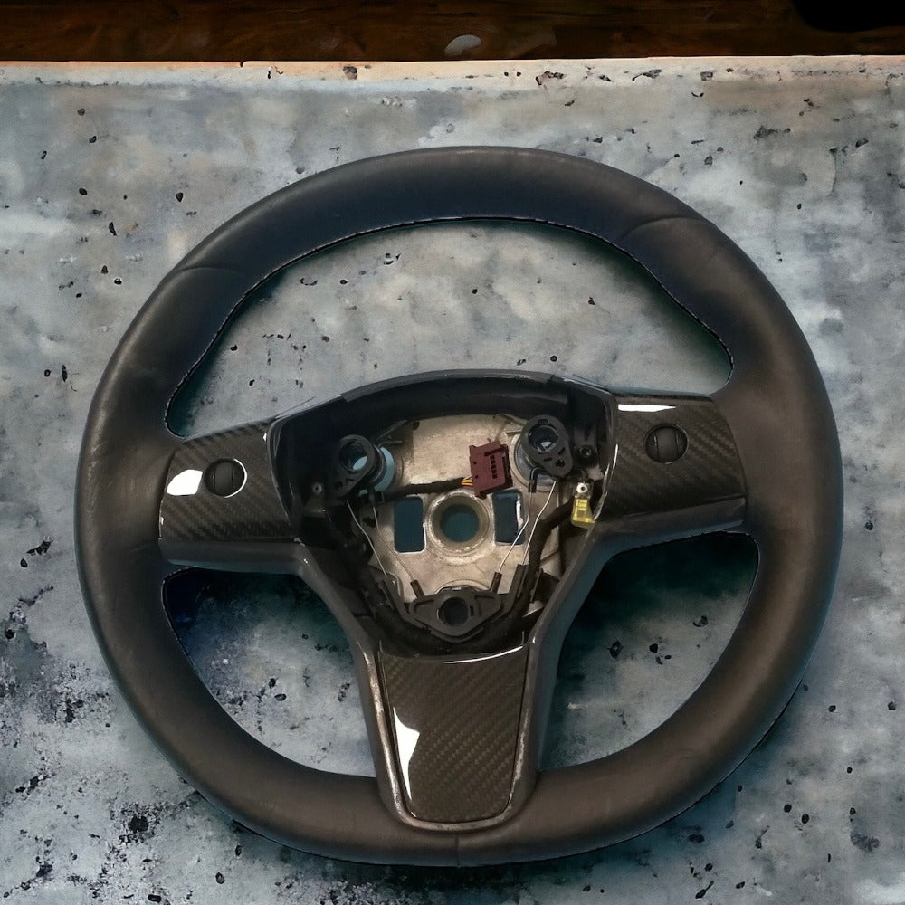 Tesla Model 3 & Y Carbon Fiber Steering Wheel Accents | Palenon Performance