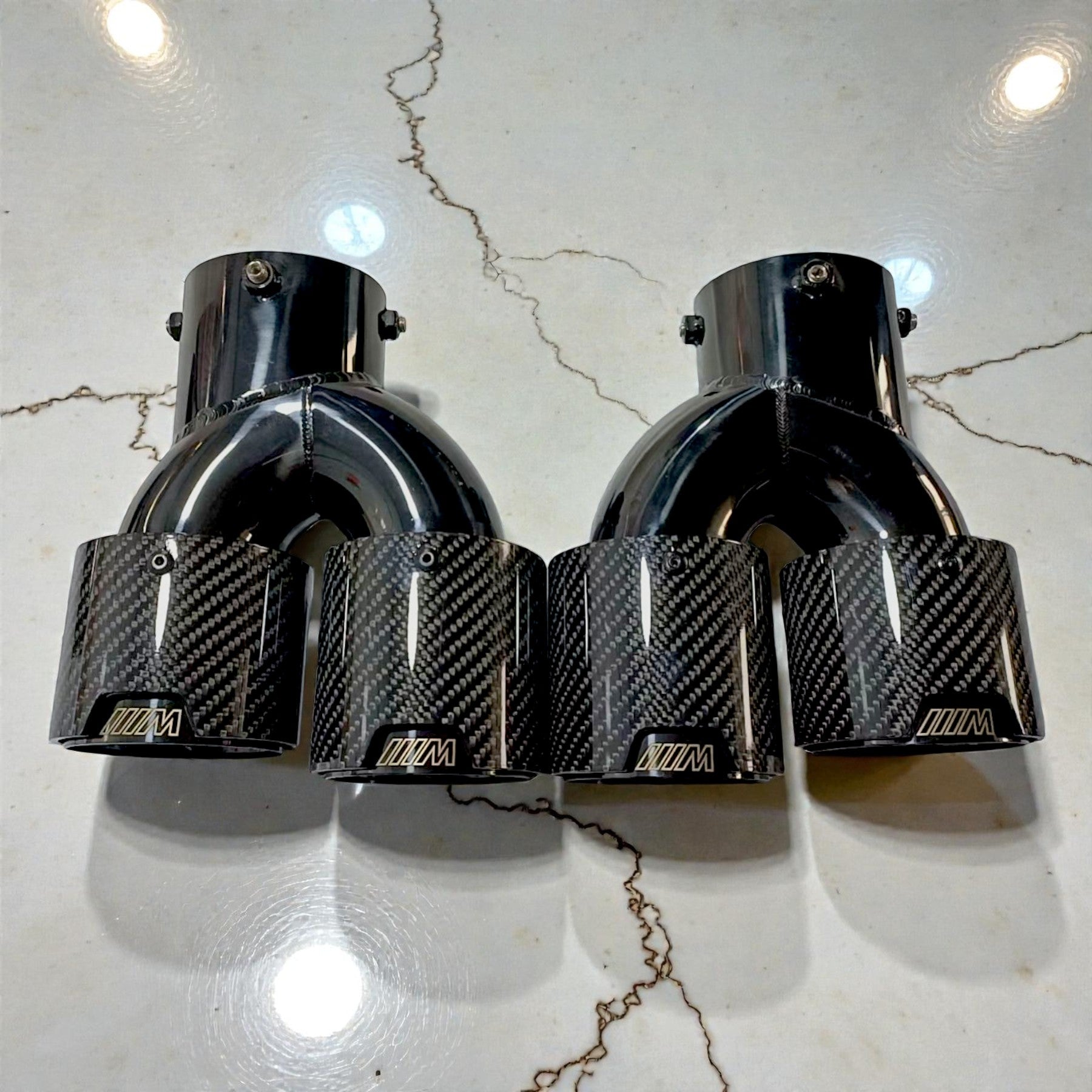 Glossy Carbon M Exhaust Tips For BMW G20 M340i, G42 M240i, G22 M440i