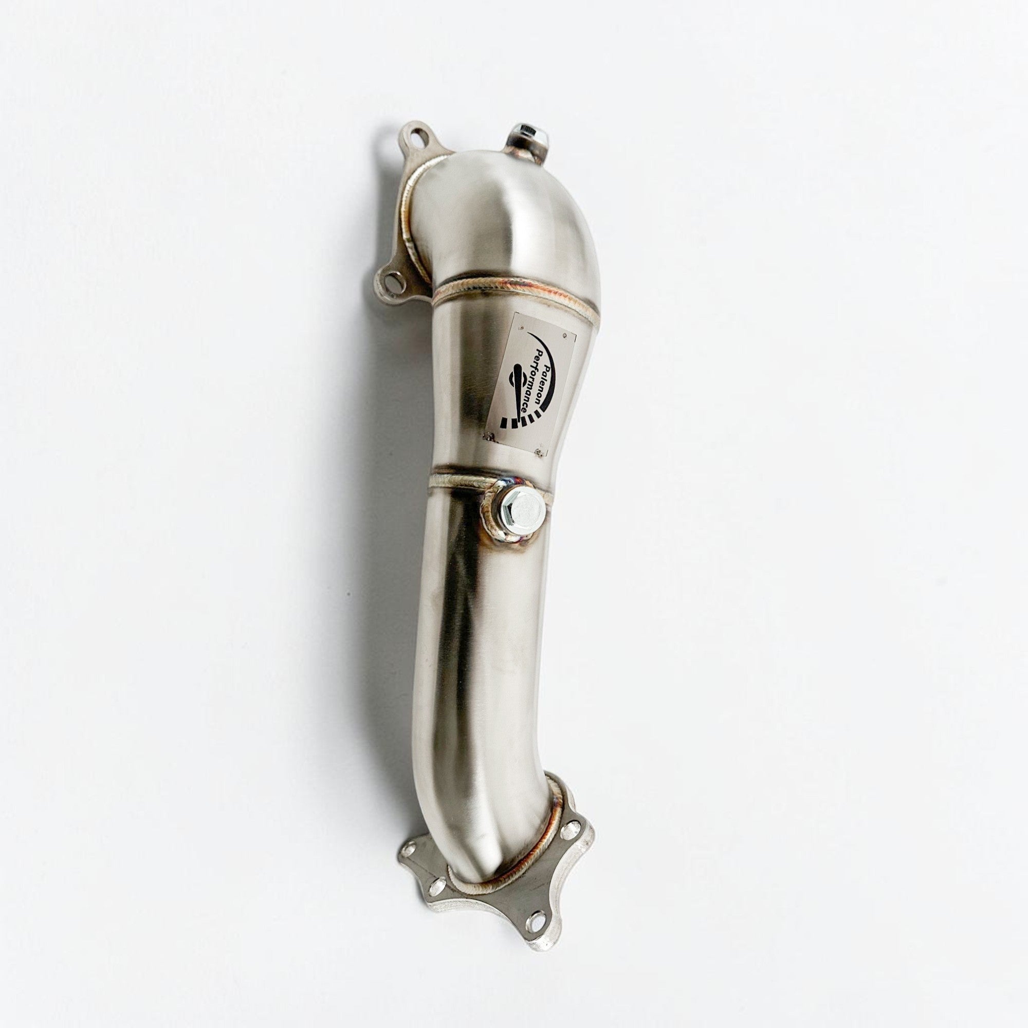 Palenon Performance T304 stainless steel 2.0T race downpipe for Acura Integra Type S, RDX, and TLX with polished finish
