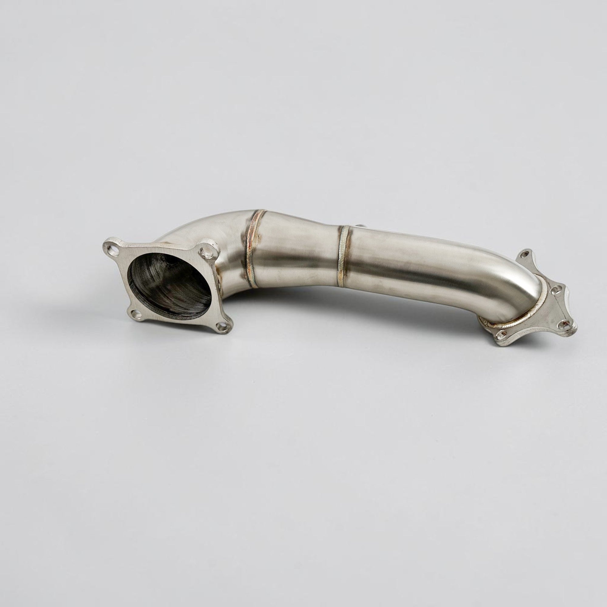Palenon Performance stainless steel 2.0T race downpipe for Acura Integra Type S, RDX, and TLX with CNC-machined flanges.