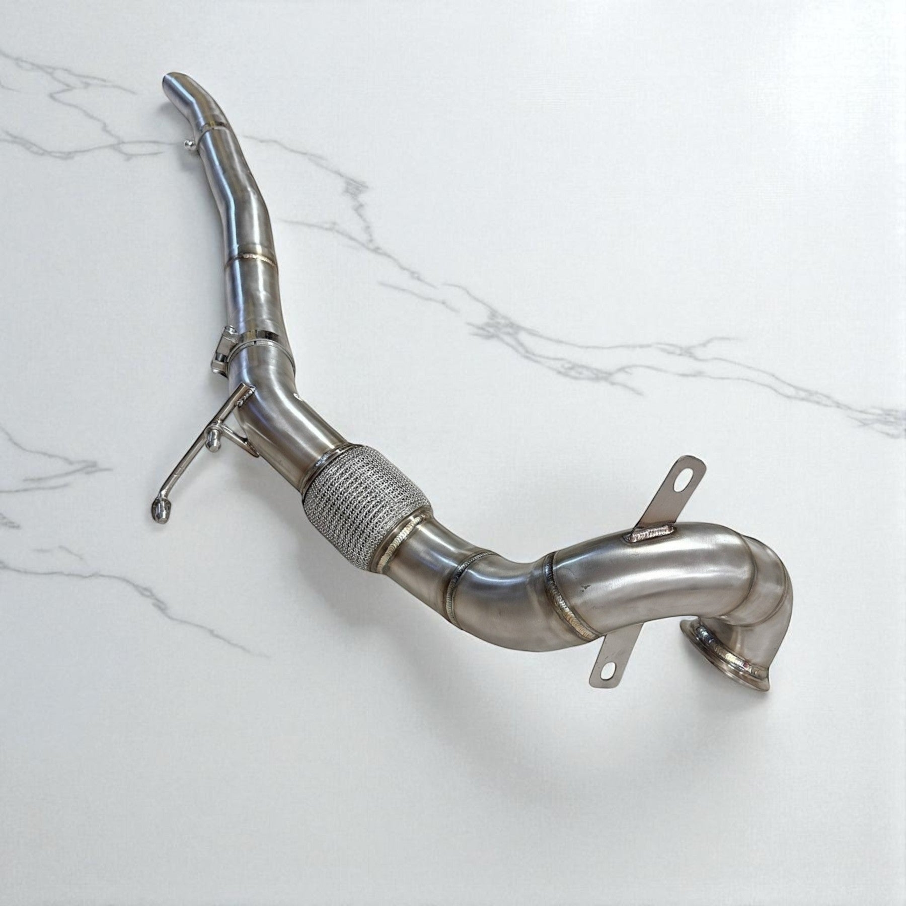 Palenon Performance stainless steel racing downpipe for Audi 8V S3 and A3, featuring TIG-welded construction and flex section