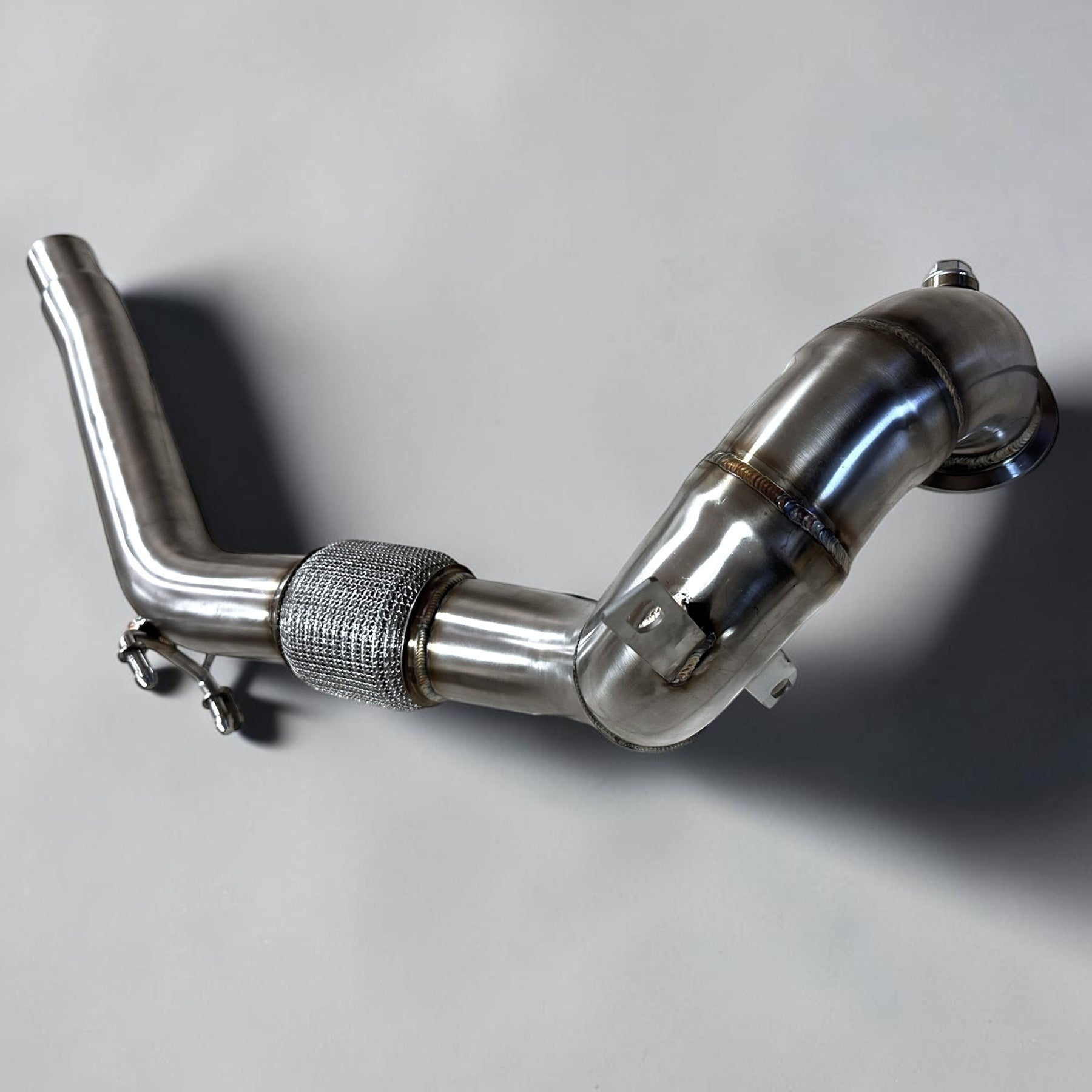 Palenon Performance stainless steel race downpipe for Audi A3 8V featuring TIG-welded construction and flex section