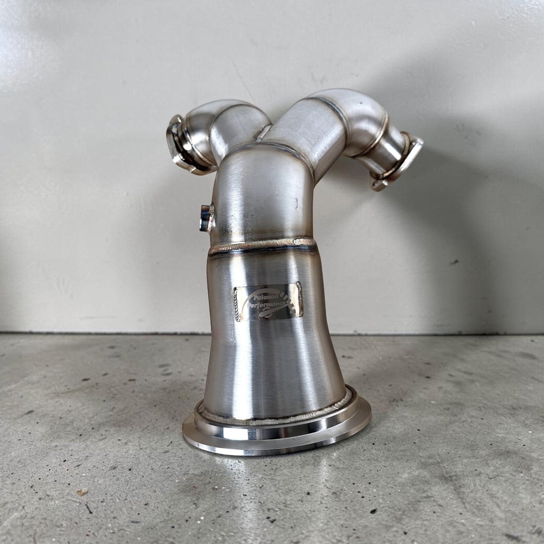 Palenon Performance stainless steel racing downpipe for Audi S4 and S5 B9, featuring TIG-welded construction.