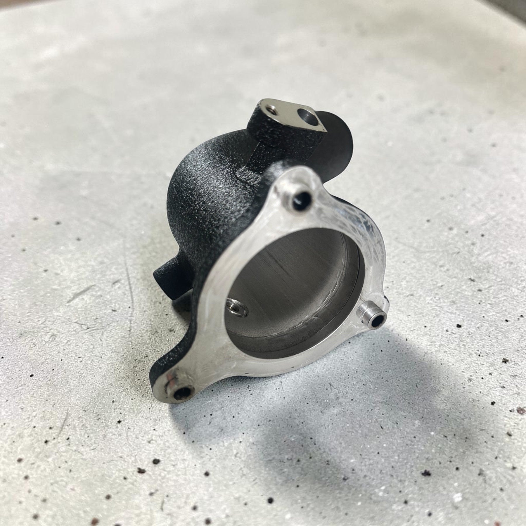 Palenon Performance black powder-coated aluminum charge pipe component for BMW B46 and B48 engines.