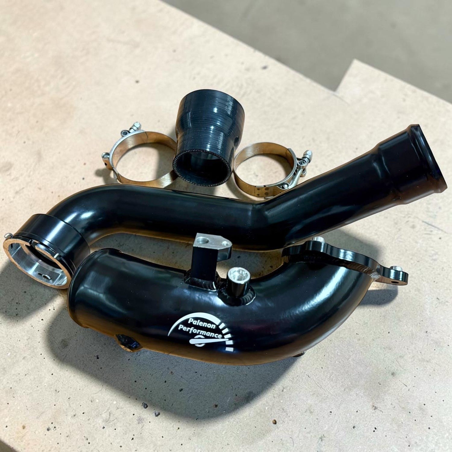 Palenon Performance black aluminum B58 charge pipe kit with silicone coupler and clamps for BMW and Toyota Supra