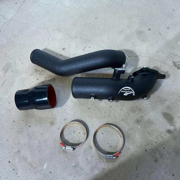 Palenon Performance B58 aluminum charge pipe kit in wrinkle black with silicone coupler and metal clamps