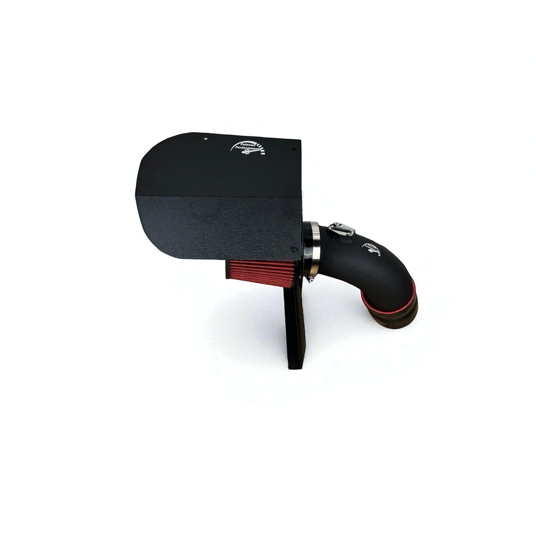 Palenon Performance B58 cold air intake for BMW F-chassis with black heat shield, aluminum tube, and red filter.