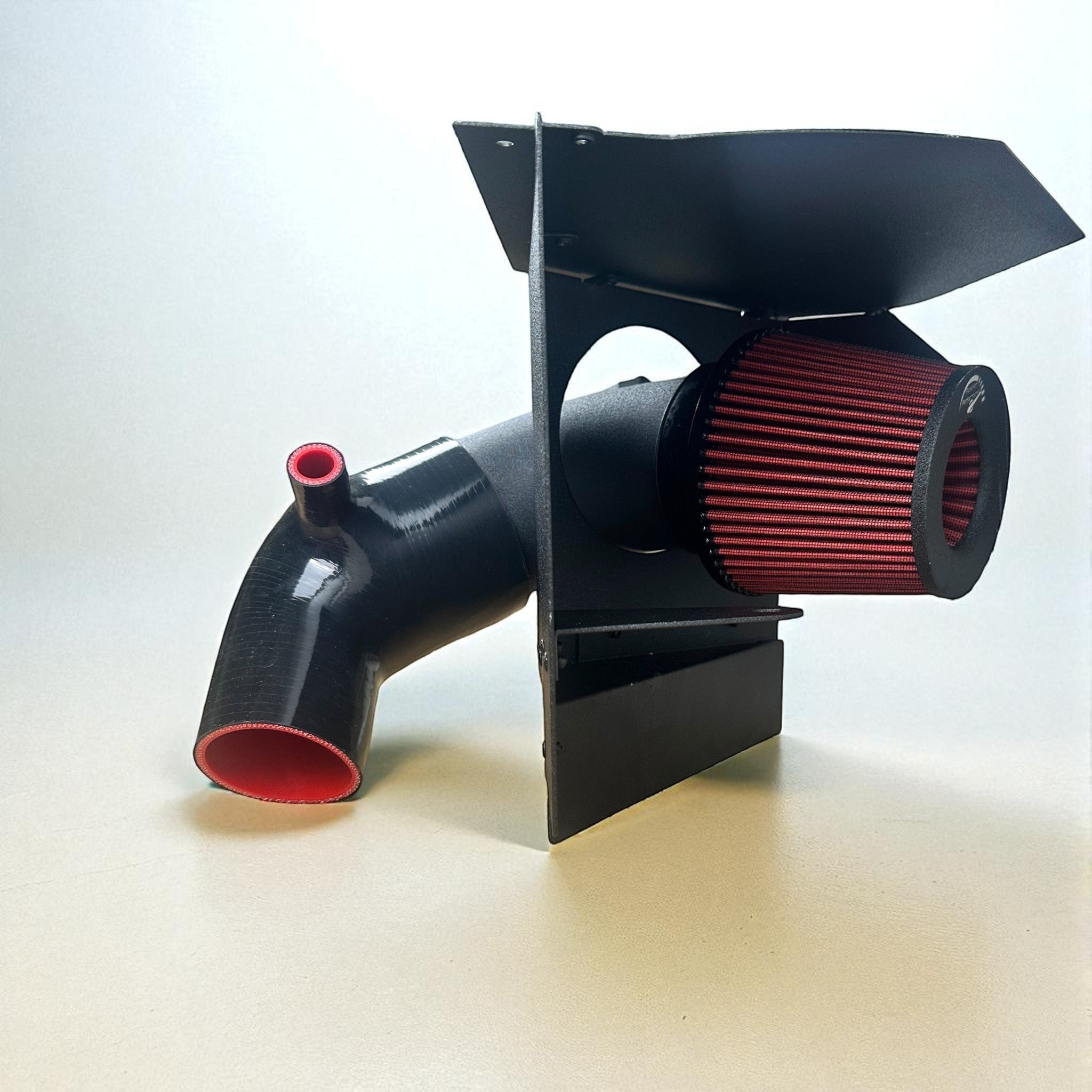 Palenon Performance B58 cold air intake system with black aluminum pipe, heat shield, and red high-flow air filter.