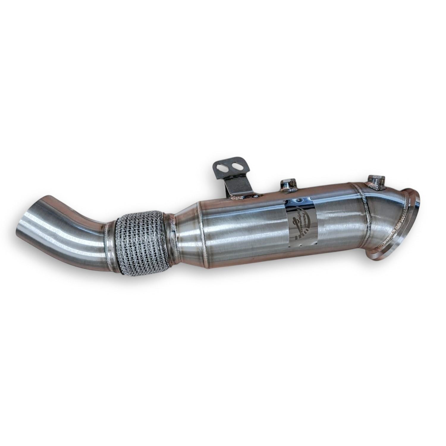 Palenon Performance 4.5-inch stainless steel racing downpipe for B58 engines with flex section and O2 sensor bungs