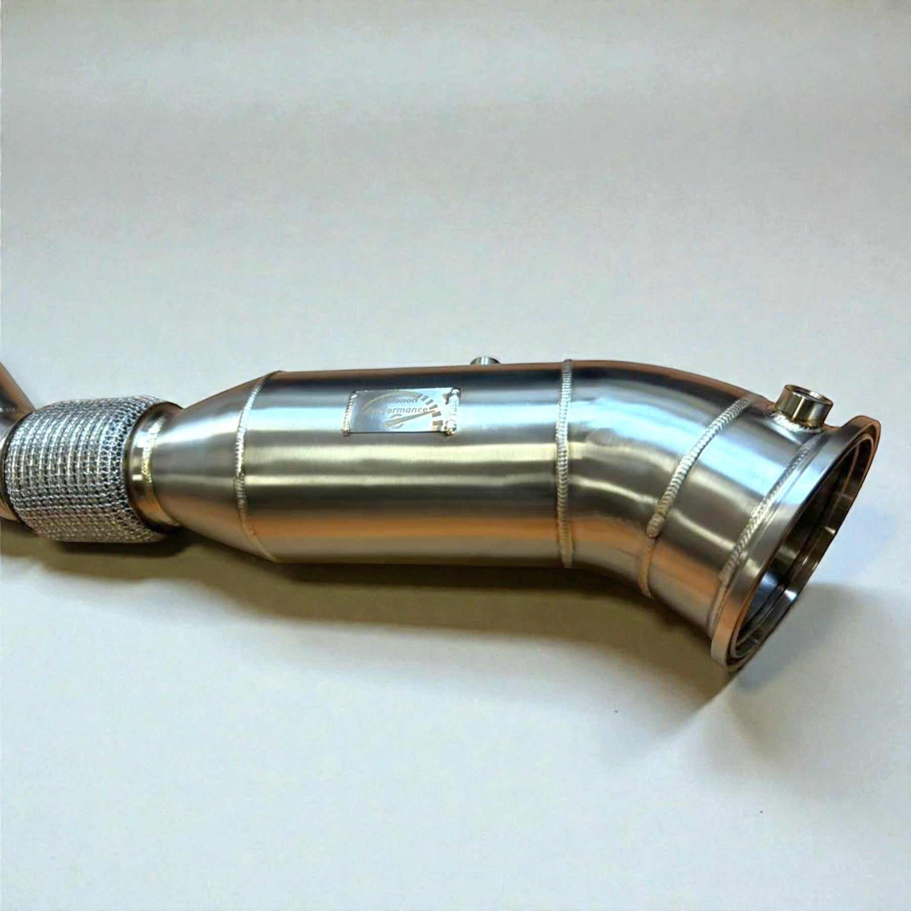 Palenon Performance 5-inch stainless steel racing downpipe for BMW B58TU2 engines with TIG welded flex joint