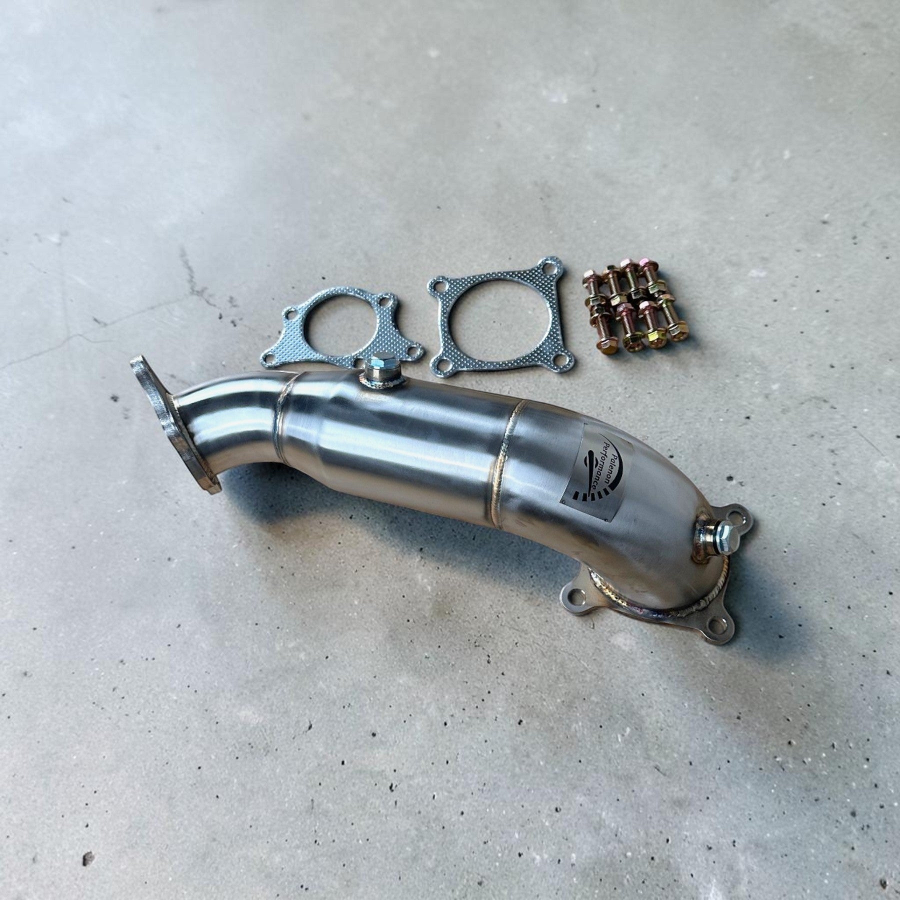 Palenon Performance stainless steel race downpipe for Honda Civic Type-R with mounting hardware and gaskets