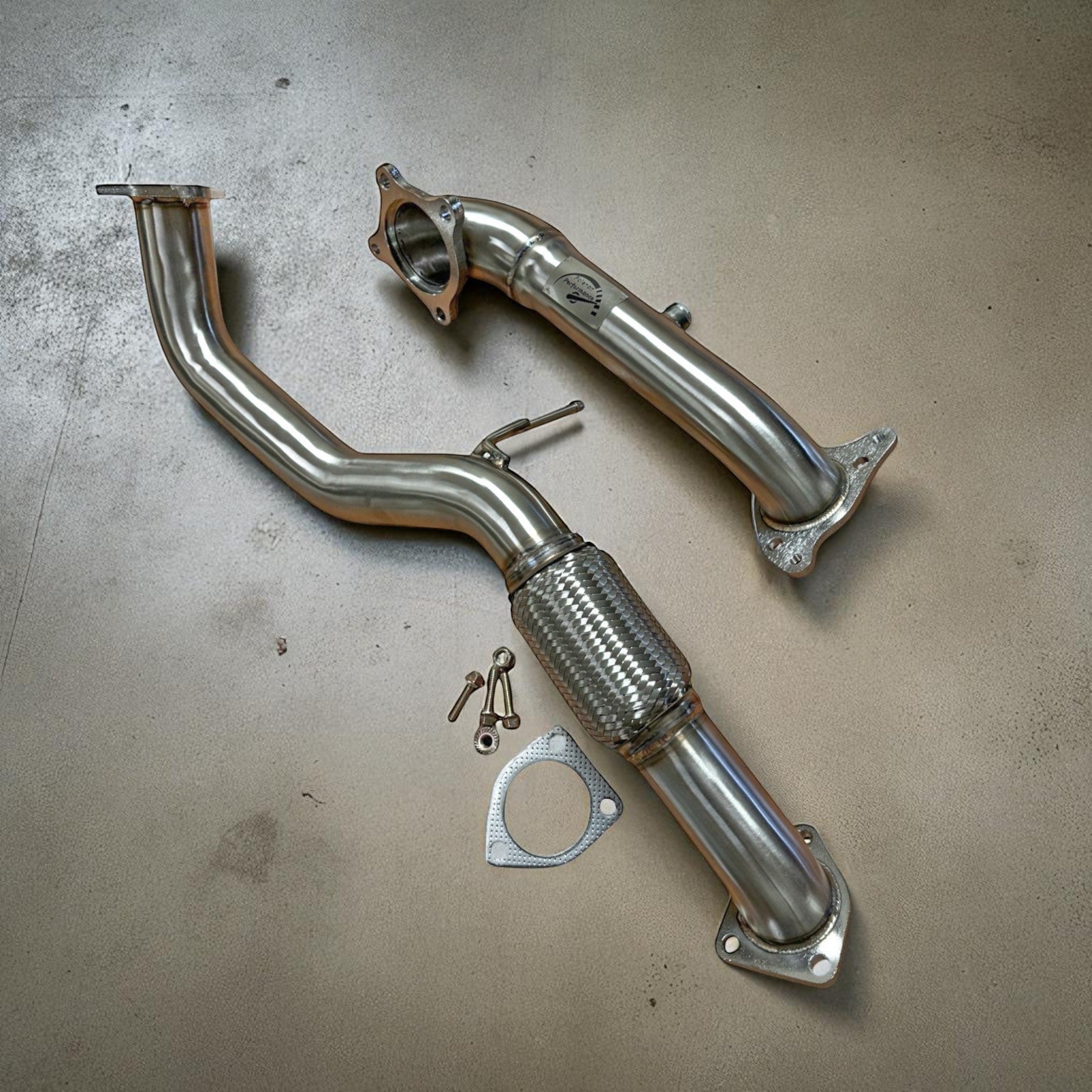 Palenon Performance T304 stainless steel racing downpipe and midpipe set for 10th Gen Honda Civic 1.5L with hardware.