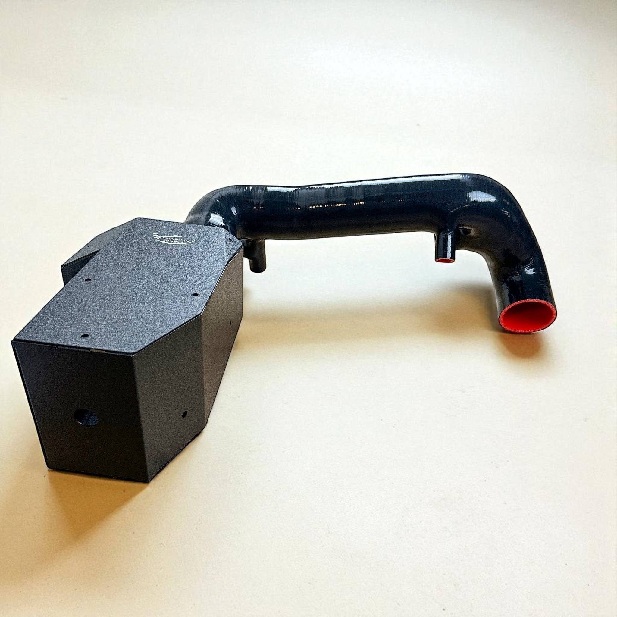Palenon Performance M264 cold air intake system with black powder-coated heat shield and silicone intake pipe.