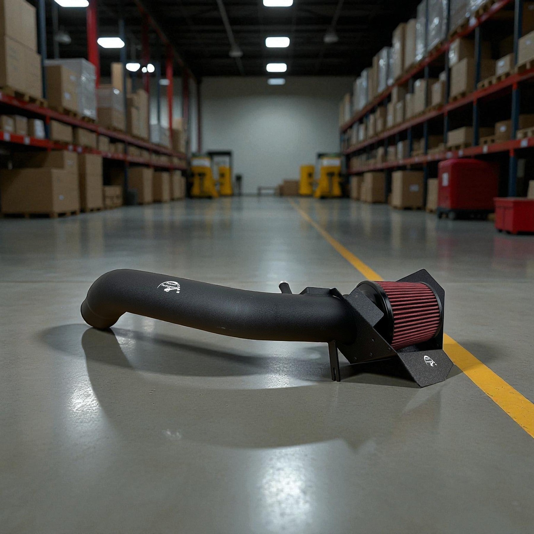 Palenon Performance black powder coated aluminum cold air intake system with red filter for BMW N55 engines