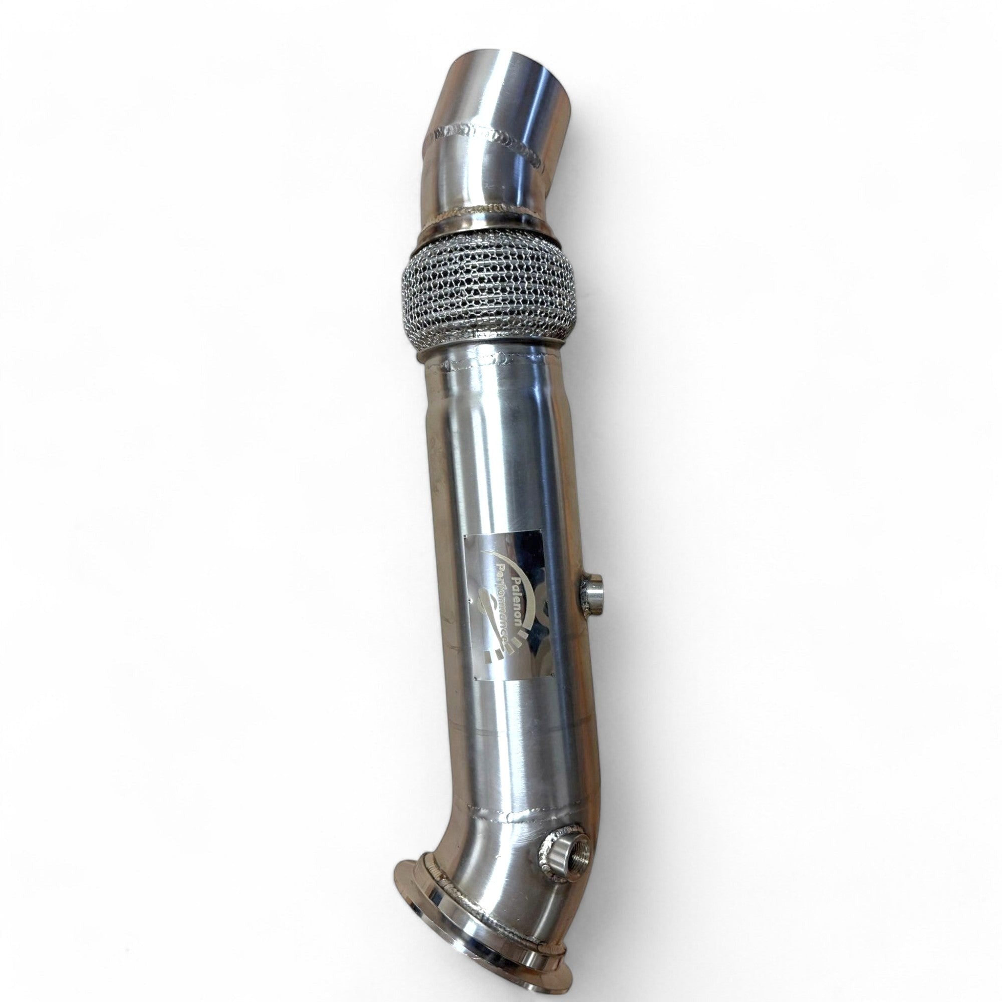 Palenon Performance N55 stainless steel downpipe with TIG-welded joints and O2 sensor bungs for BMW F-chassis models.