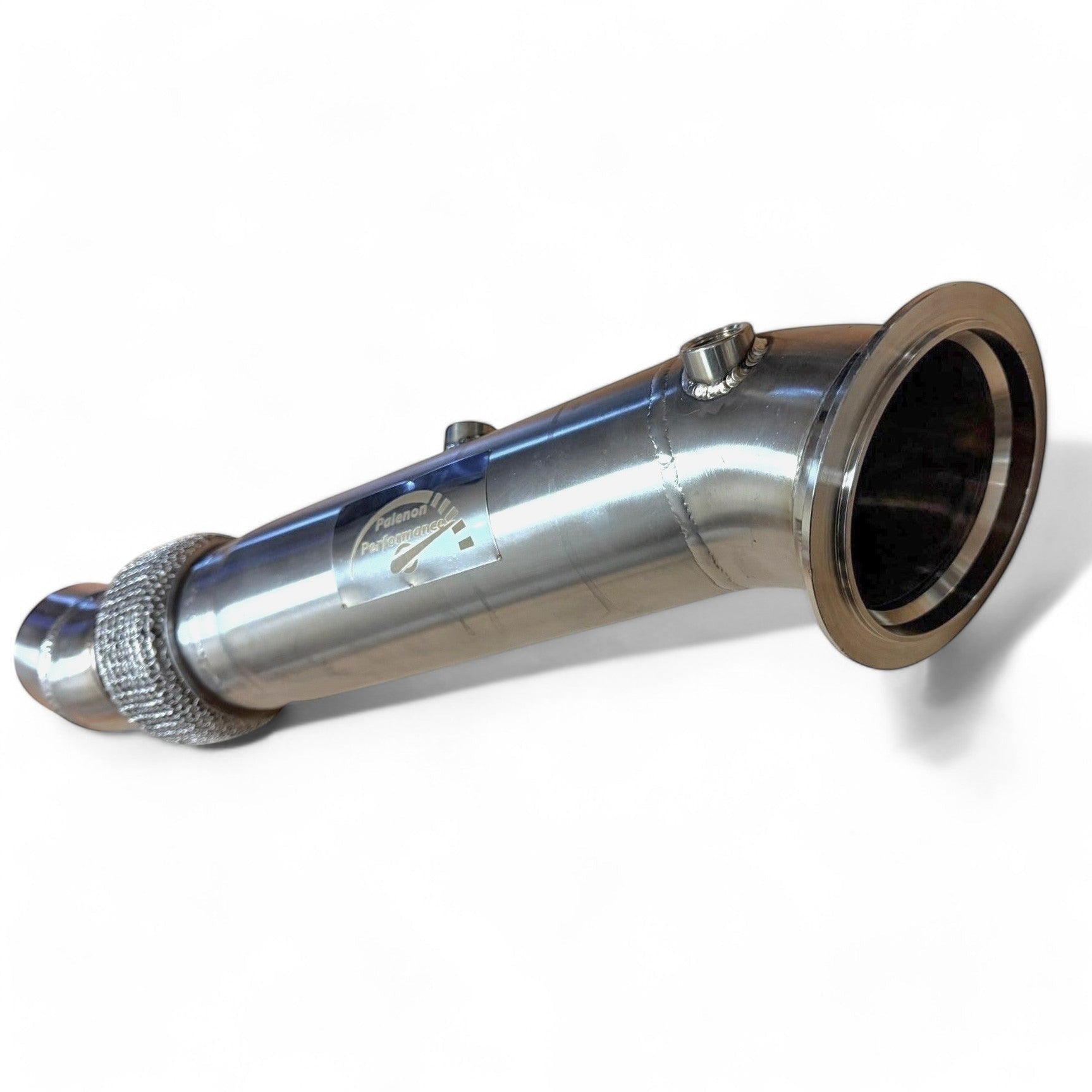Palenon Performance N55 stainless steel downpipe with TIG-welded finish and CNC-machined flanges for BMW performance