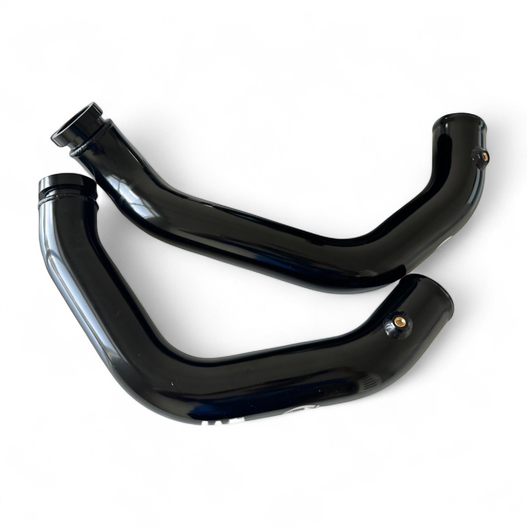 Palenon Performance aluminum charge pipes for BMW S55 engines in a durable wrinkle black powder coat finish.
