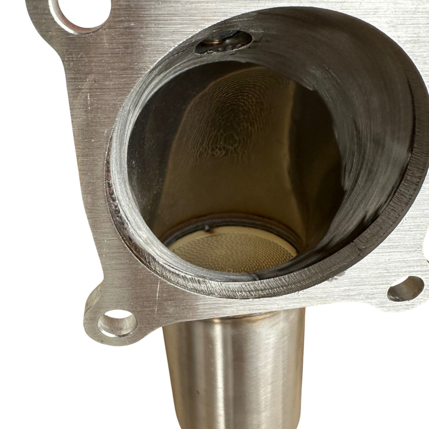 Palenon Performance stainless steel race downpipe featuring a high-flow catalytic converter and CNC-machined flange