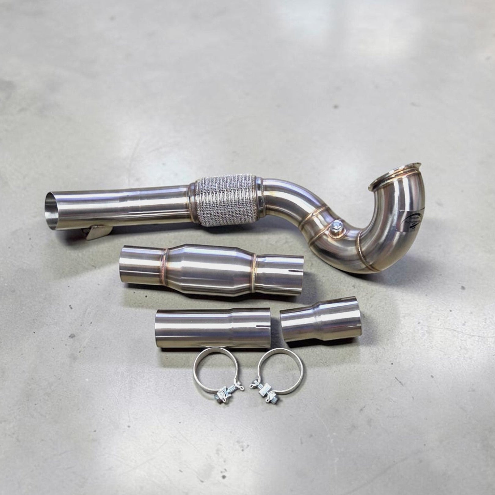 Palenon Performance stainless steel race downpipe kit for VW Golf MK7 with flex section and exhaust adapters