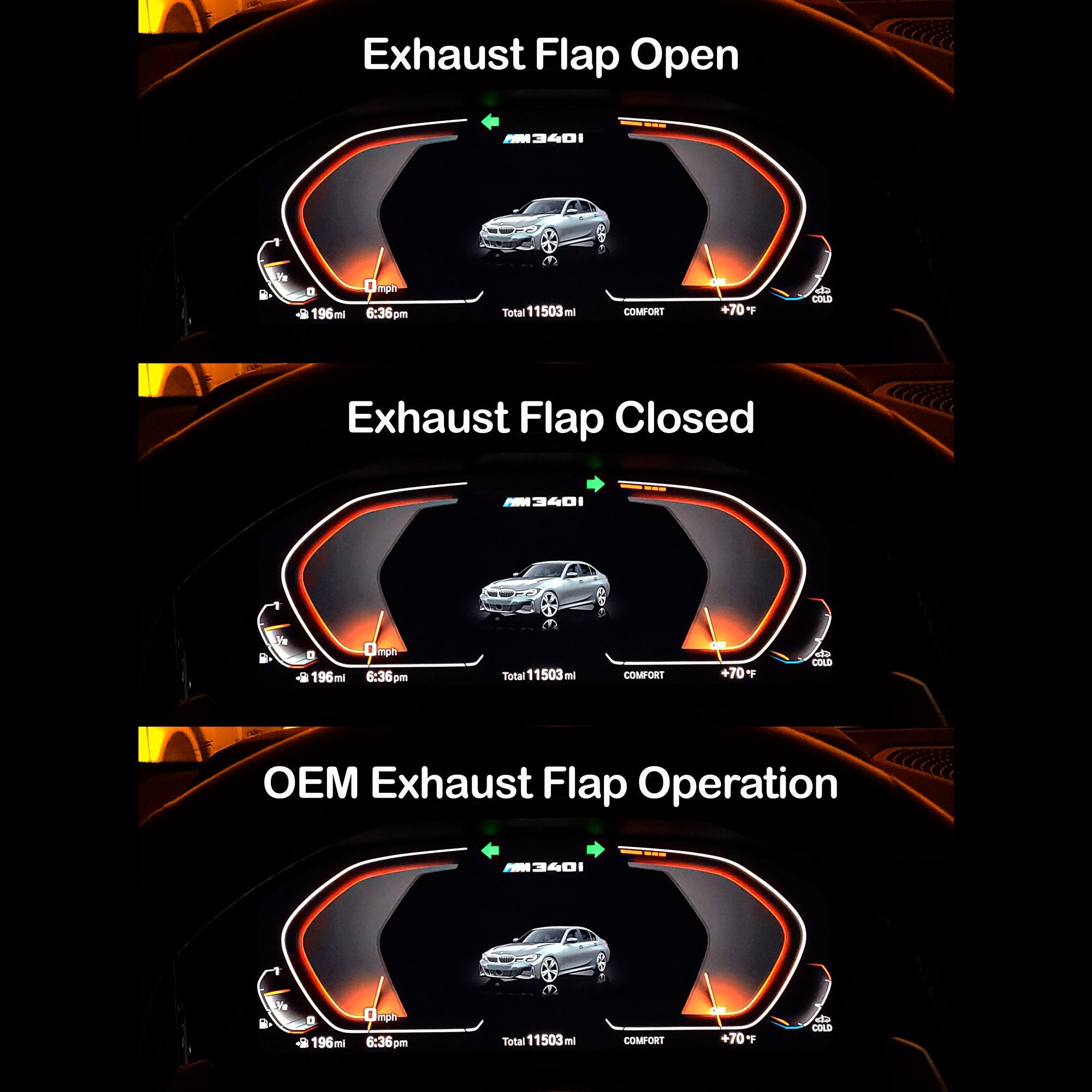 OEM exhaust flap operation infographic