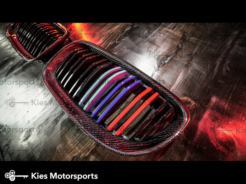 2008-2012 BMW 3 Series (E90) LCI Carbon Fiber Double Slatted Kidney Grilles