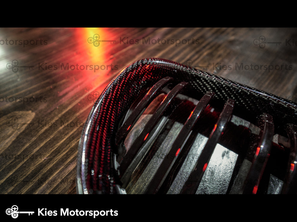 2008-2012 BMW 3 Series (E90) LCI Carbon Fiber Double Slatted Kidney Grilles