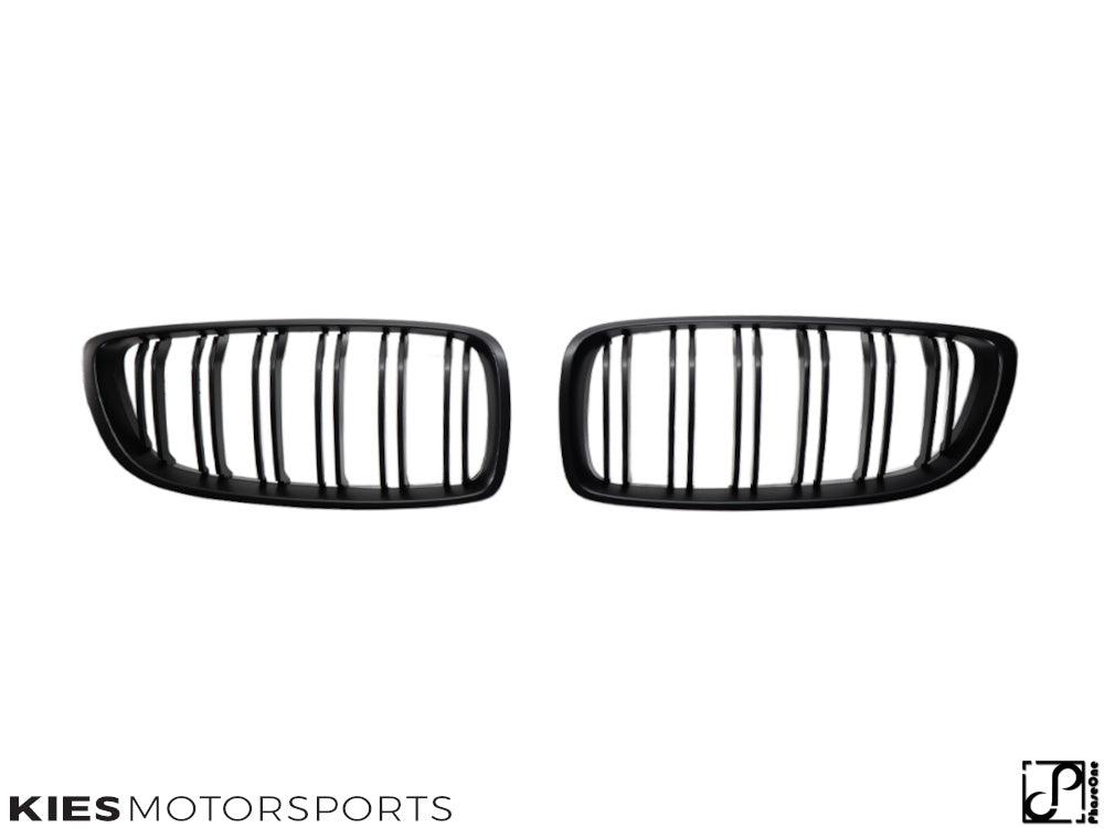 2014+ BMW 4 Series (F32 / F33 / F36) M Inspired Dual Slat Kidney Grilles (Various Finishes) [Fits OEM F82 M4 & F80 M3]