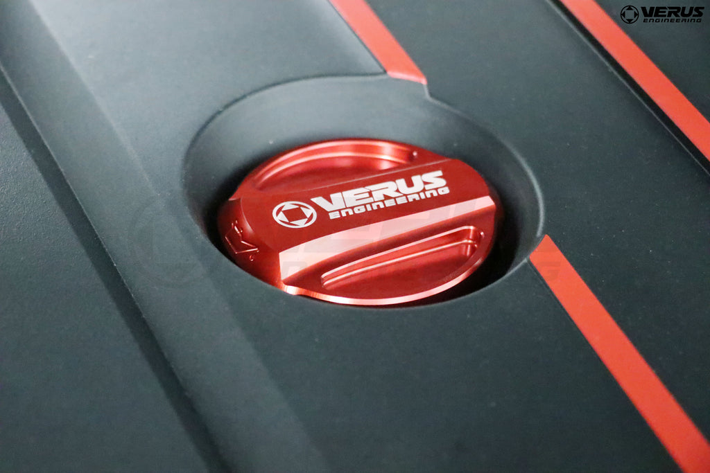 Oil Cap - Mk5 Toyota Supra - Red Anodized color Verus Engineering